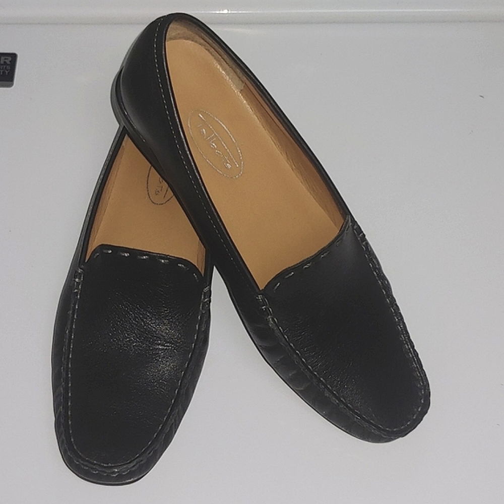 Talbots Black Nappa Leather Driving Moc. Slip ons. Loafers  Size 8B